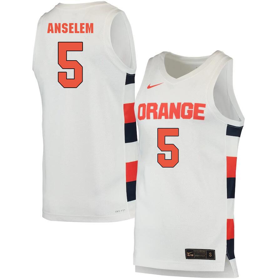 Men #5 Frank Anselem Syracuse Orange College Basketball Jerseys Sale-White